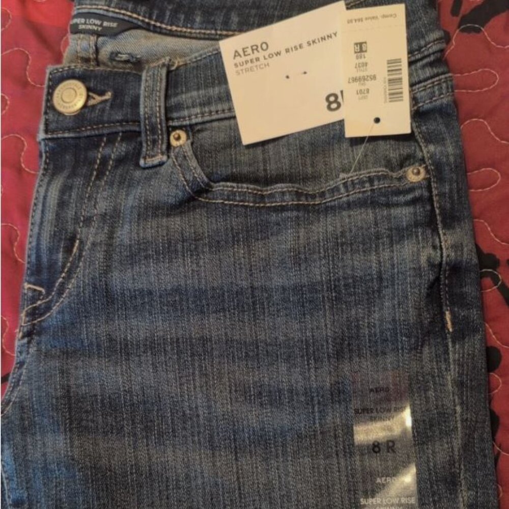 AEROPOSTALE SUPER LOW RISE SKINNY JEANS SIZE 8 WOMEN'S DARK WASH BNWT